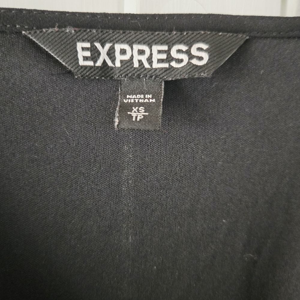 Express Black Chiffon Sleeve Surplice Party Mini Dress XS - Picture 4 of 6